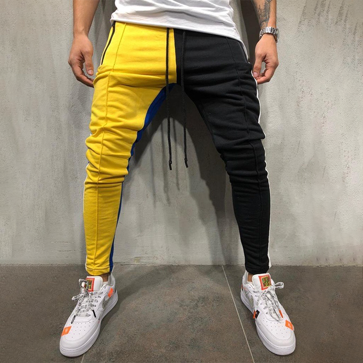 Men'S Contrasting Color Pocket Casual Knitted Trousers