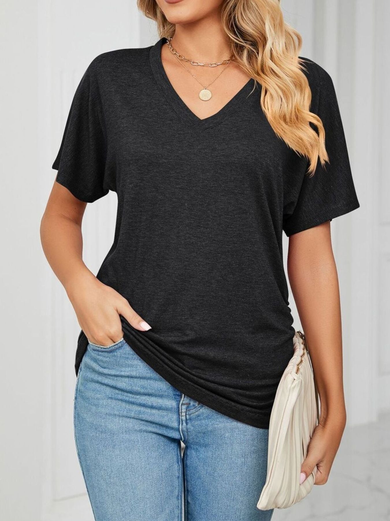 Casual V-Neck Short Sleeve T-Shirt