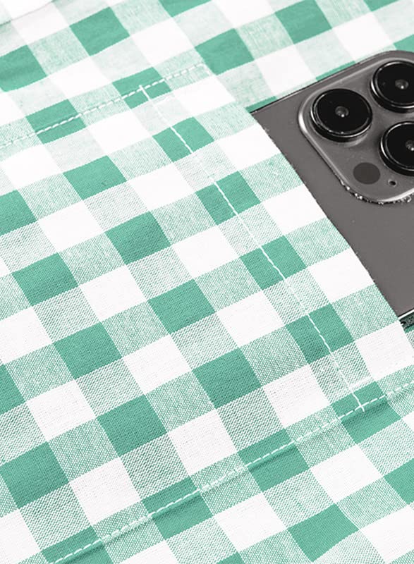 Mens Casual Button Down Shirts Short Sleeve 100% Cotton Plaid Shirts for Men