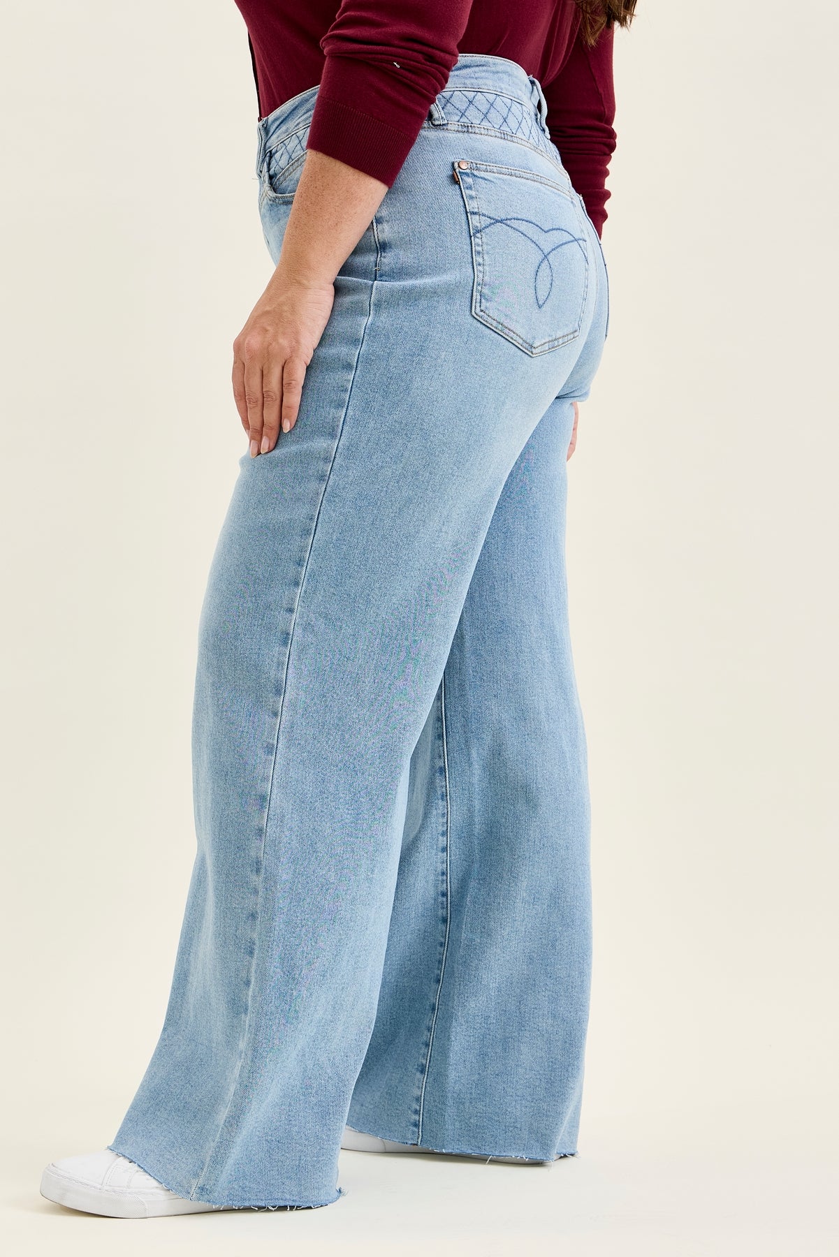 Lux Quilted Blue Retro Wide Leg - PLUS