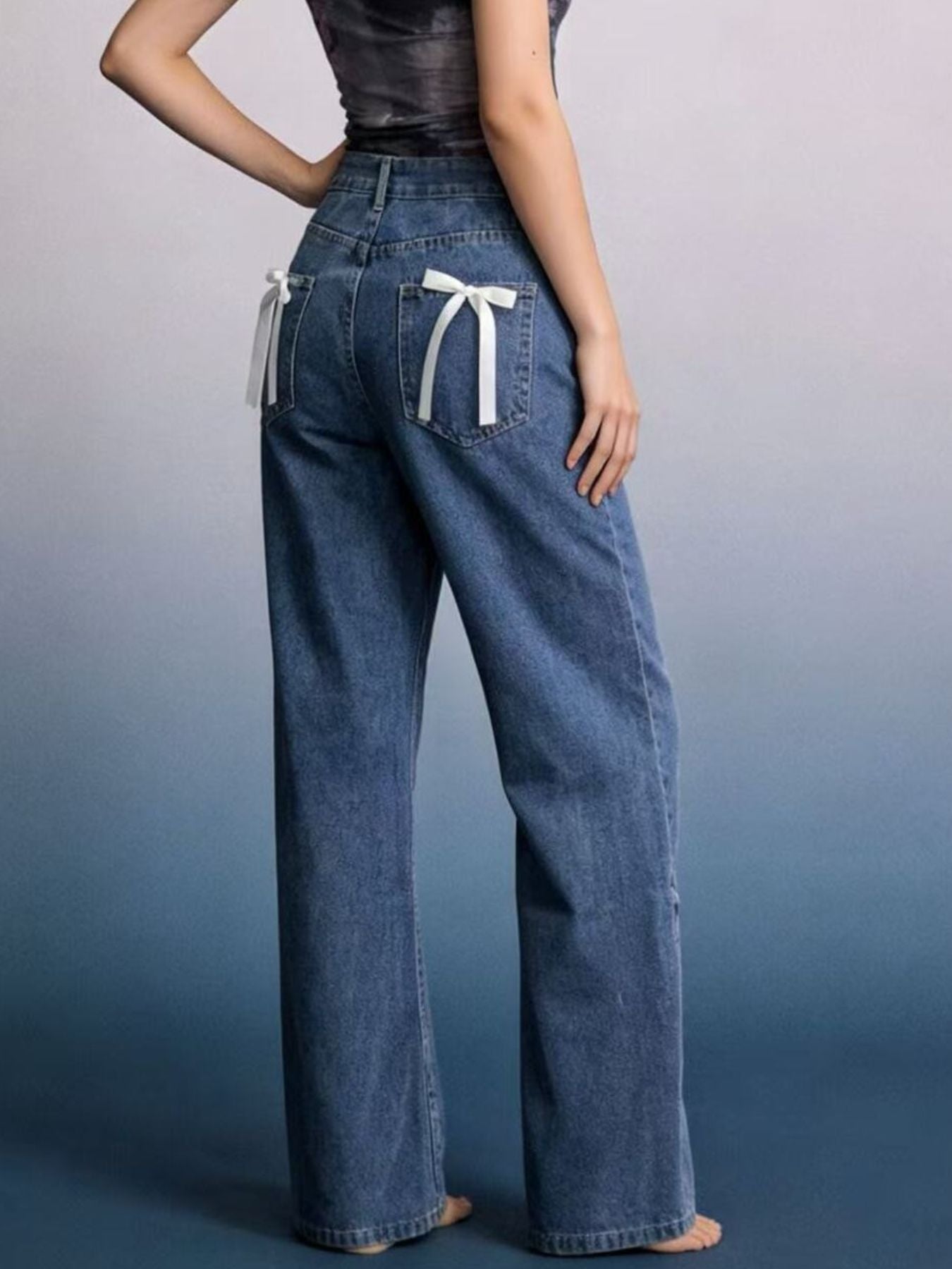 Bow Back Wide Leg Jeans