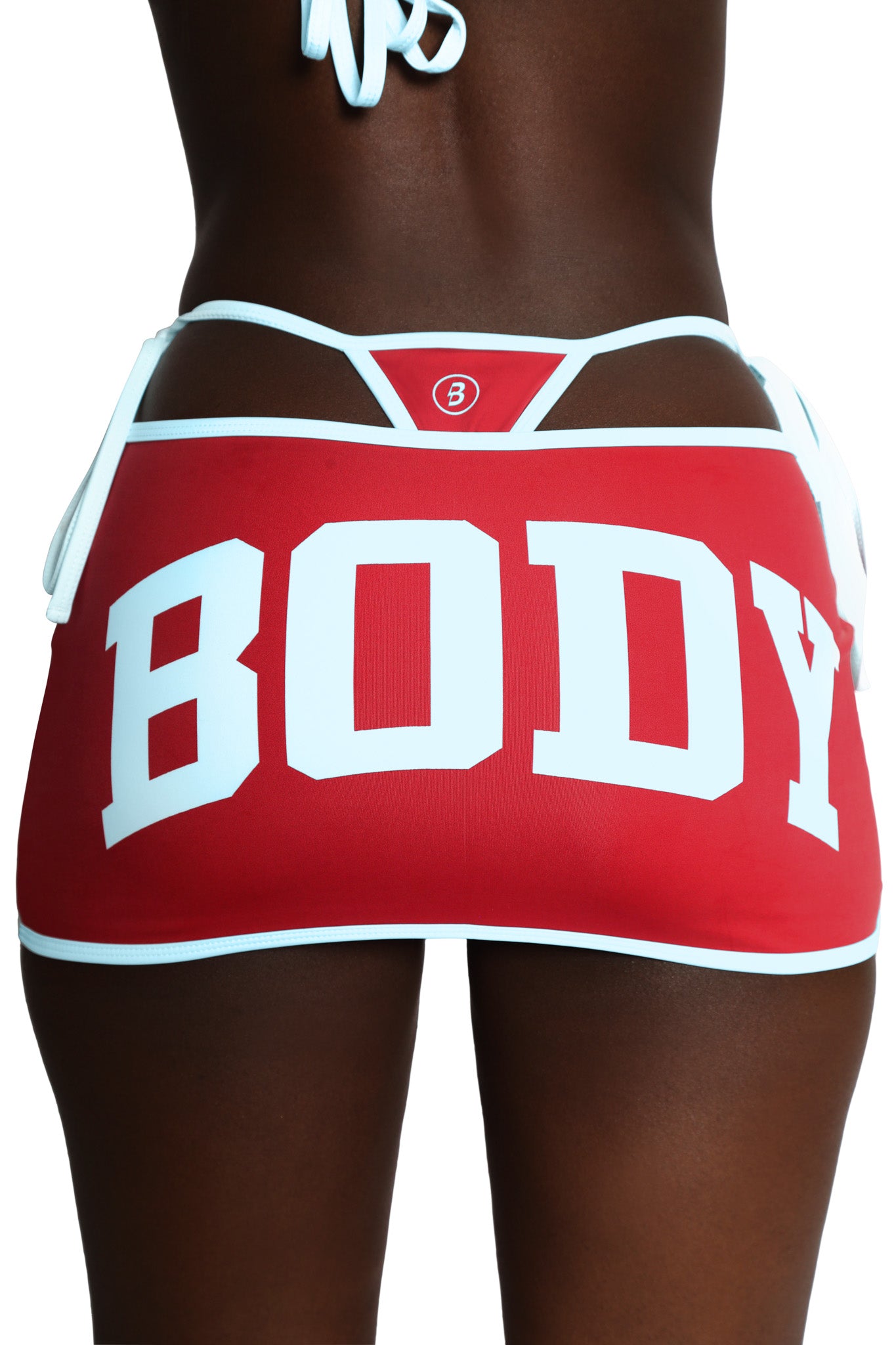 BACKSHOT SWIM SKIRT (RED/BABY BLUE)