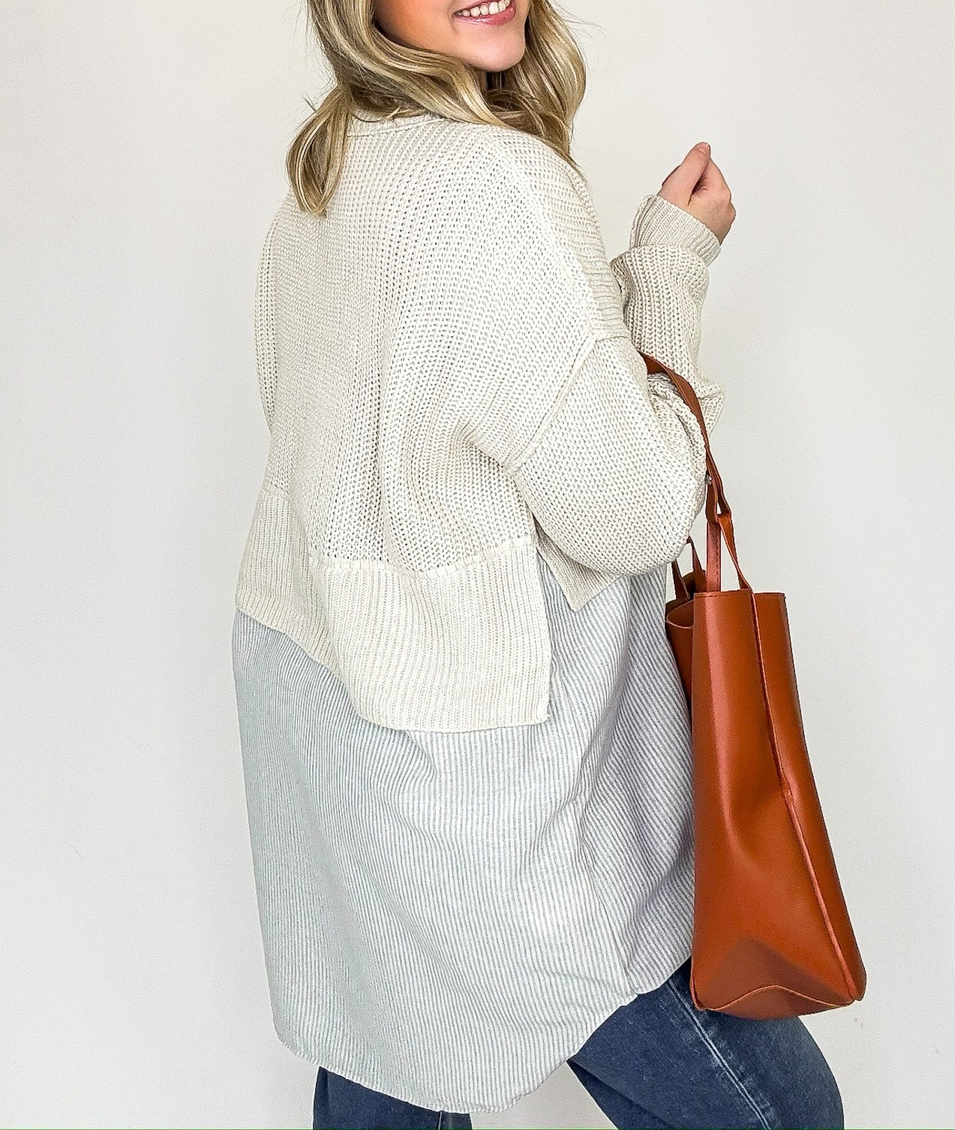 Split Seconds Knit and Button Down Top