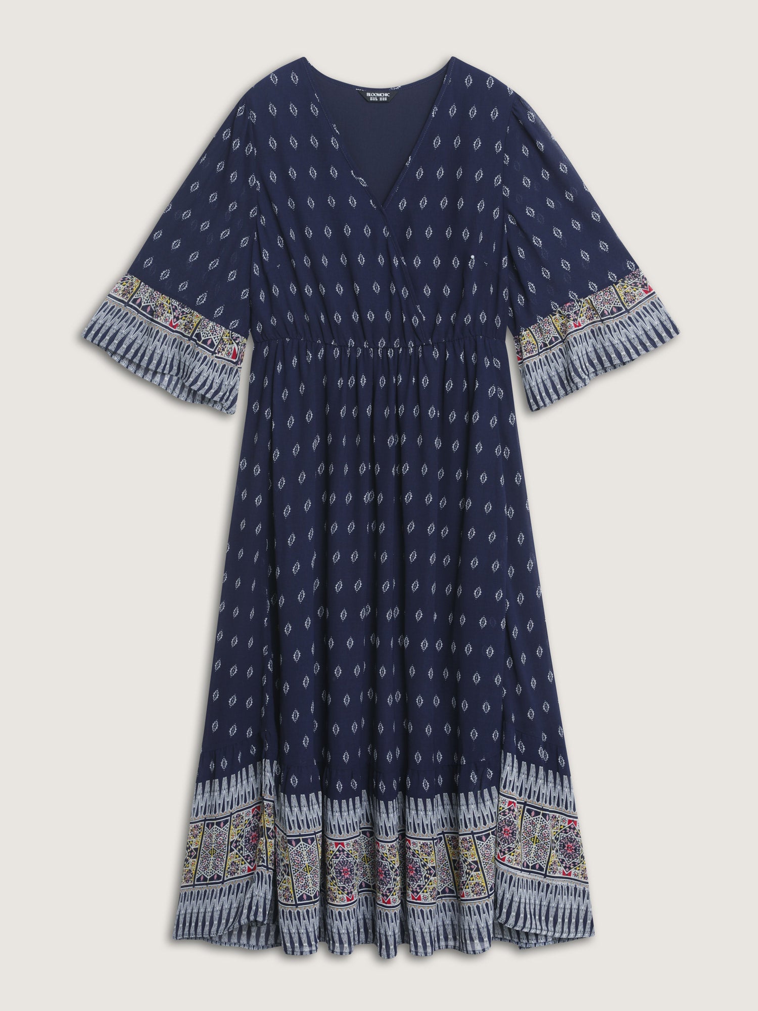 Boho Geometric Print Wrap Maxi Dress