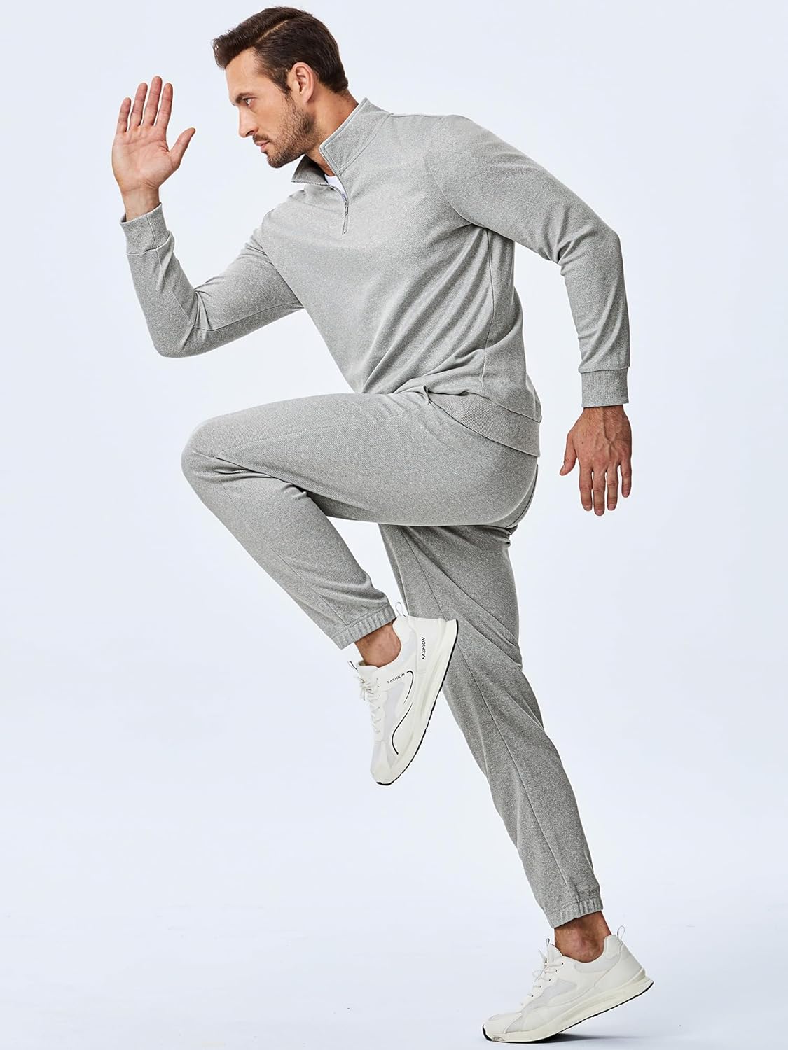 2025 Men Fall Tracksuit 2 Piece Set Old Money Polo Quarter Zip Twill Sweatsuits Jogging Sweatpants Loungewear