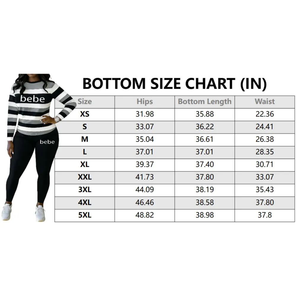 Women's Striped Bebe Letter Print Sets