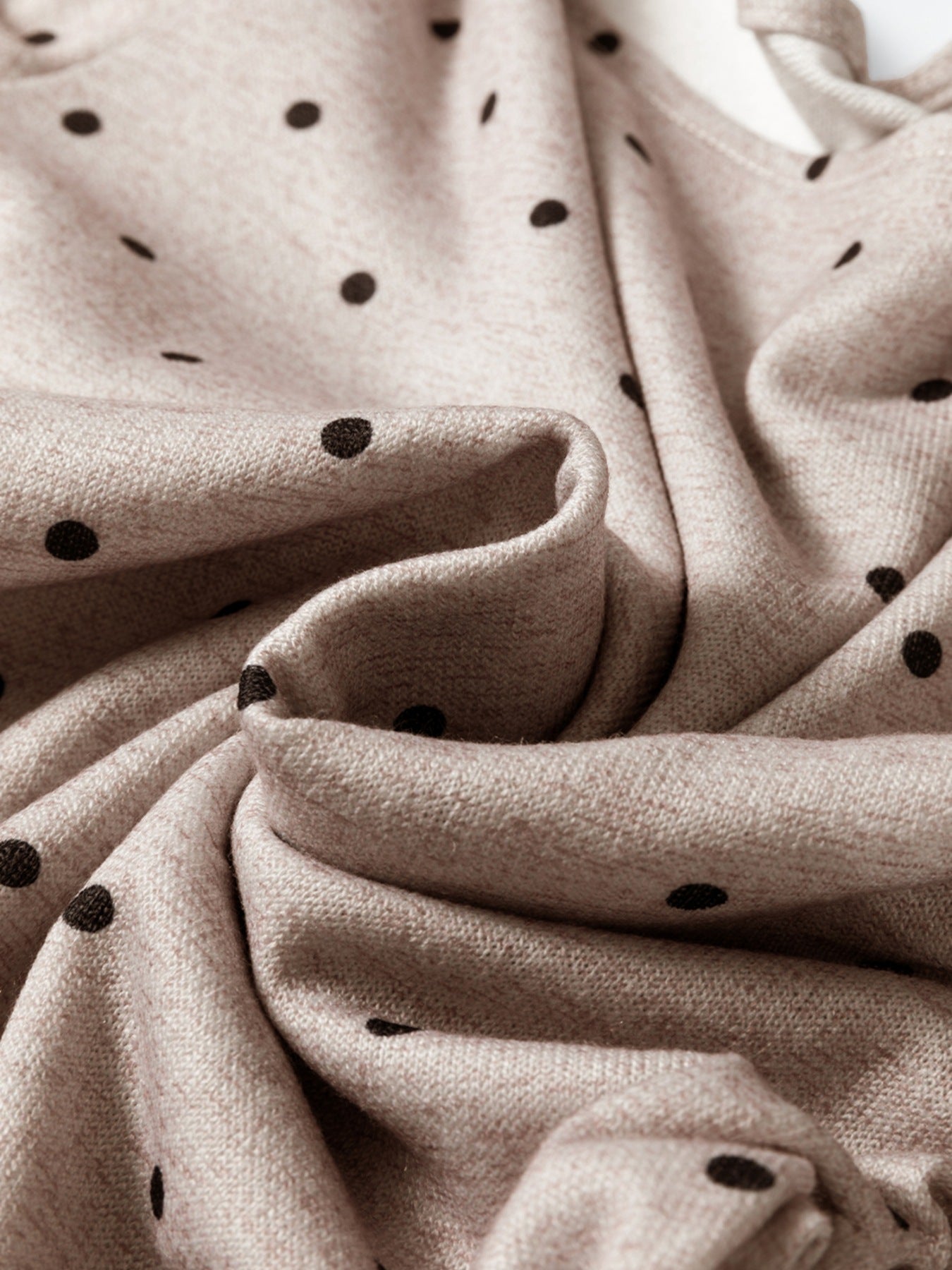 Polka Dot Boat Neck Knit Long Sleeve T Shirt