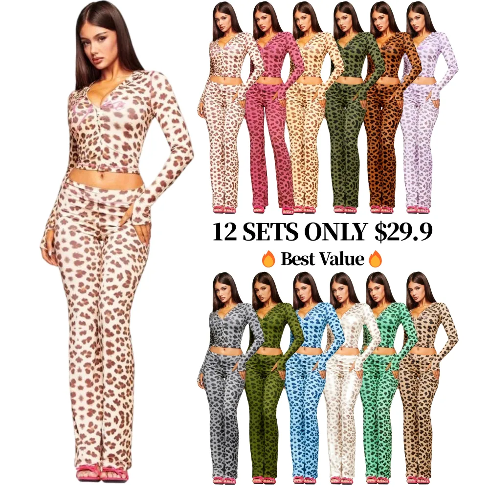 Y2K Style Leopard Print Co-ord Set