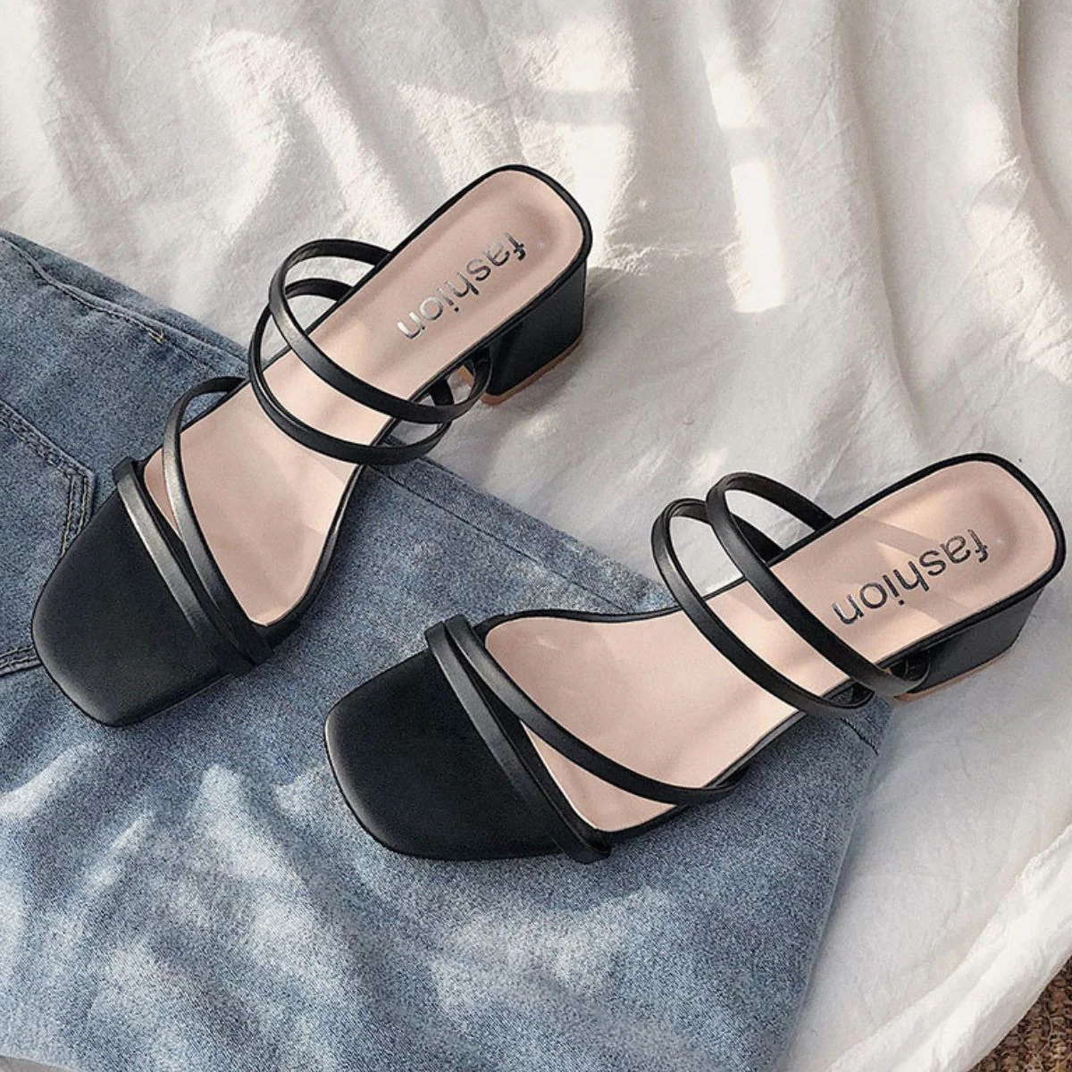 Open Toe Block Heels Sandals (multiple color options)