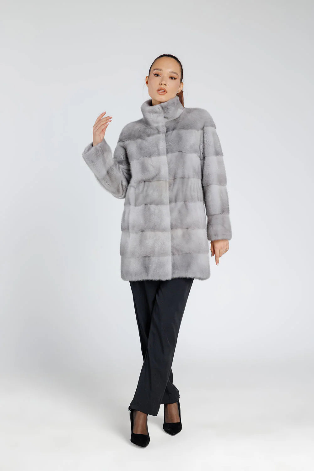 Haină din Blană Naturală de Vizon, Femei, Sapphire 223