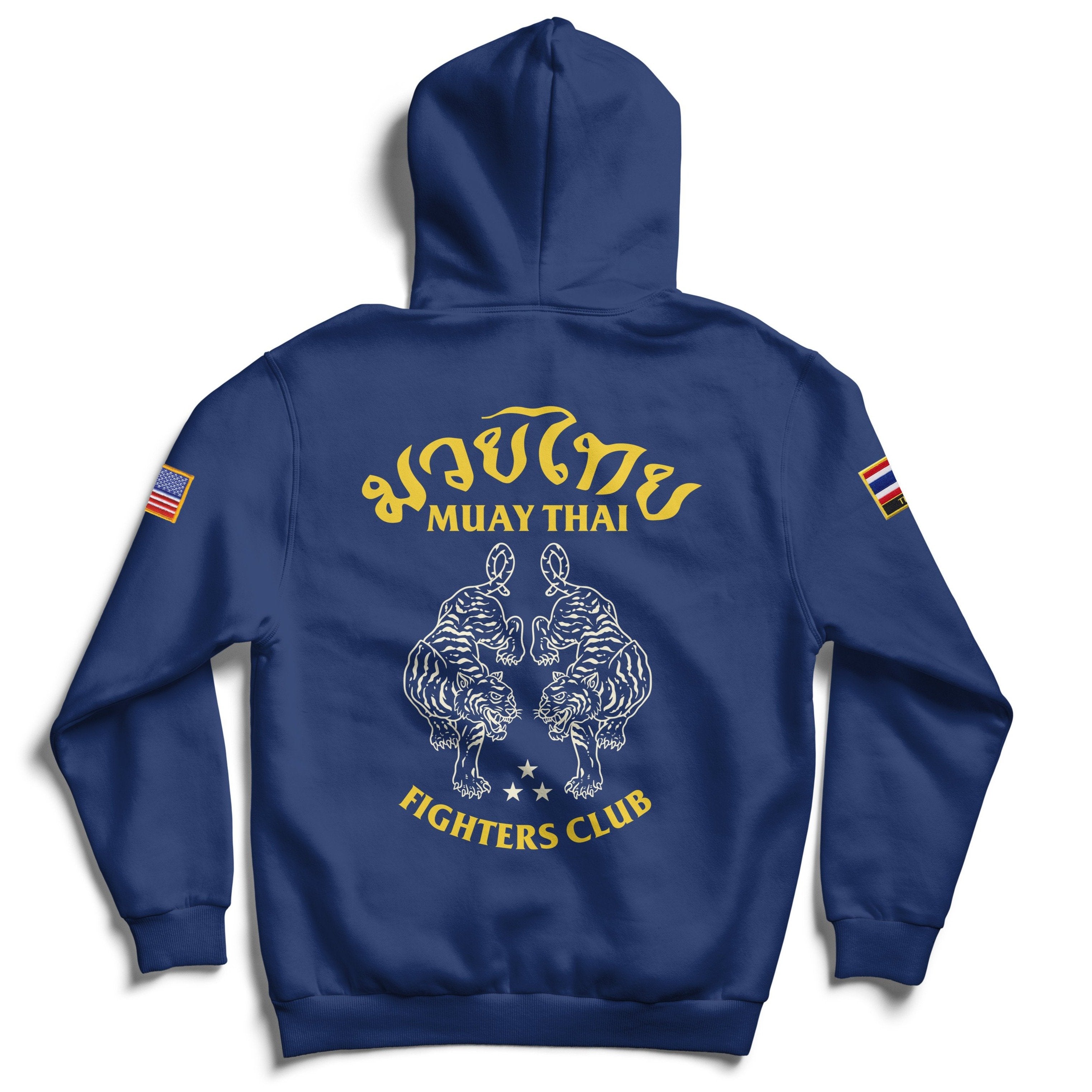 MUAY THAI TWIN TIGER PULLOVER HOODIE - BLUE