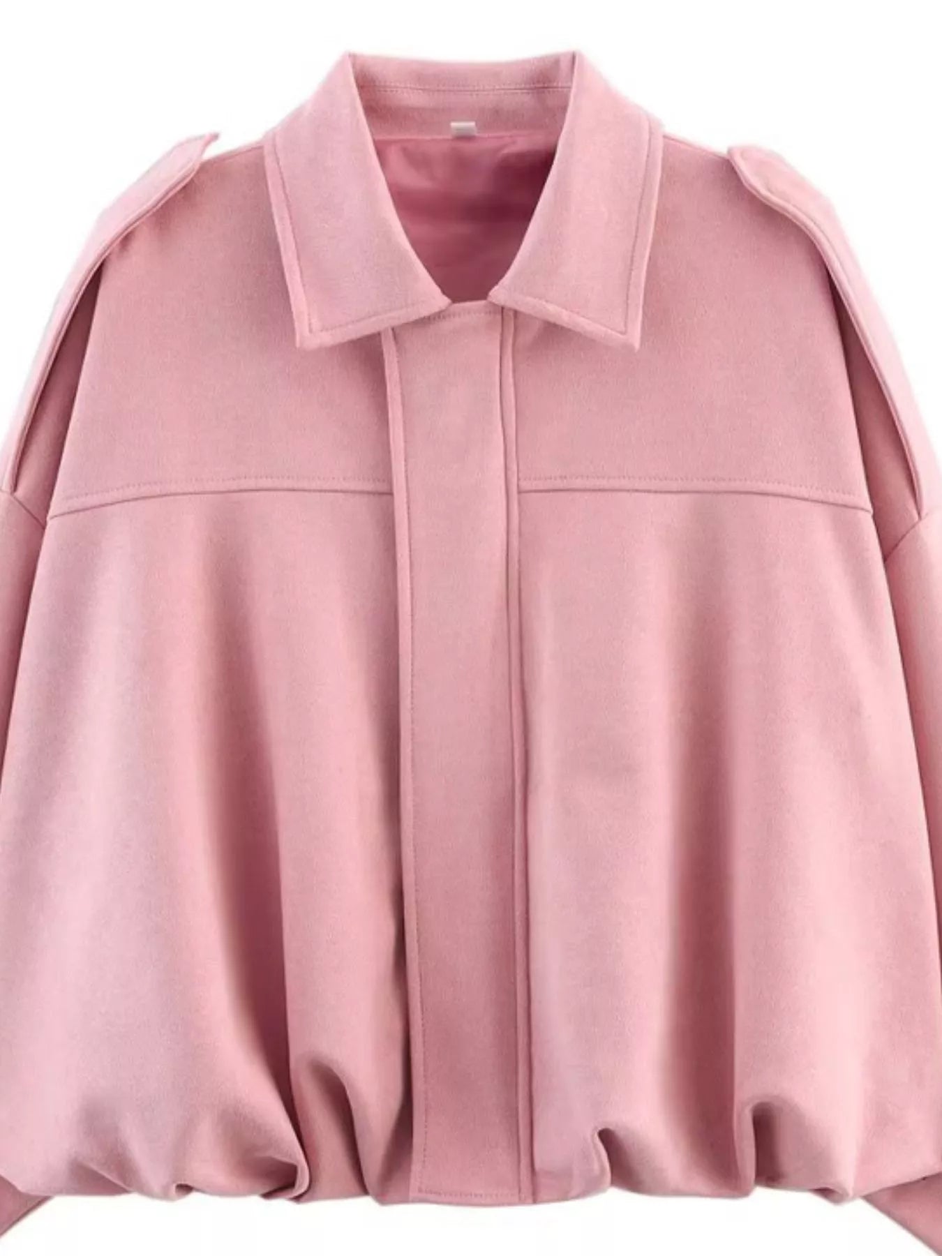 Collared Neck Dropped Shoulder Jacket