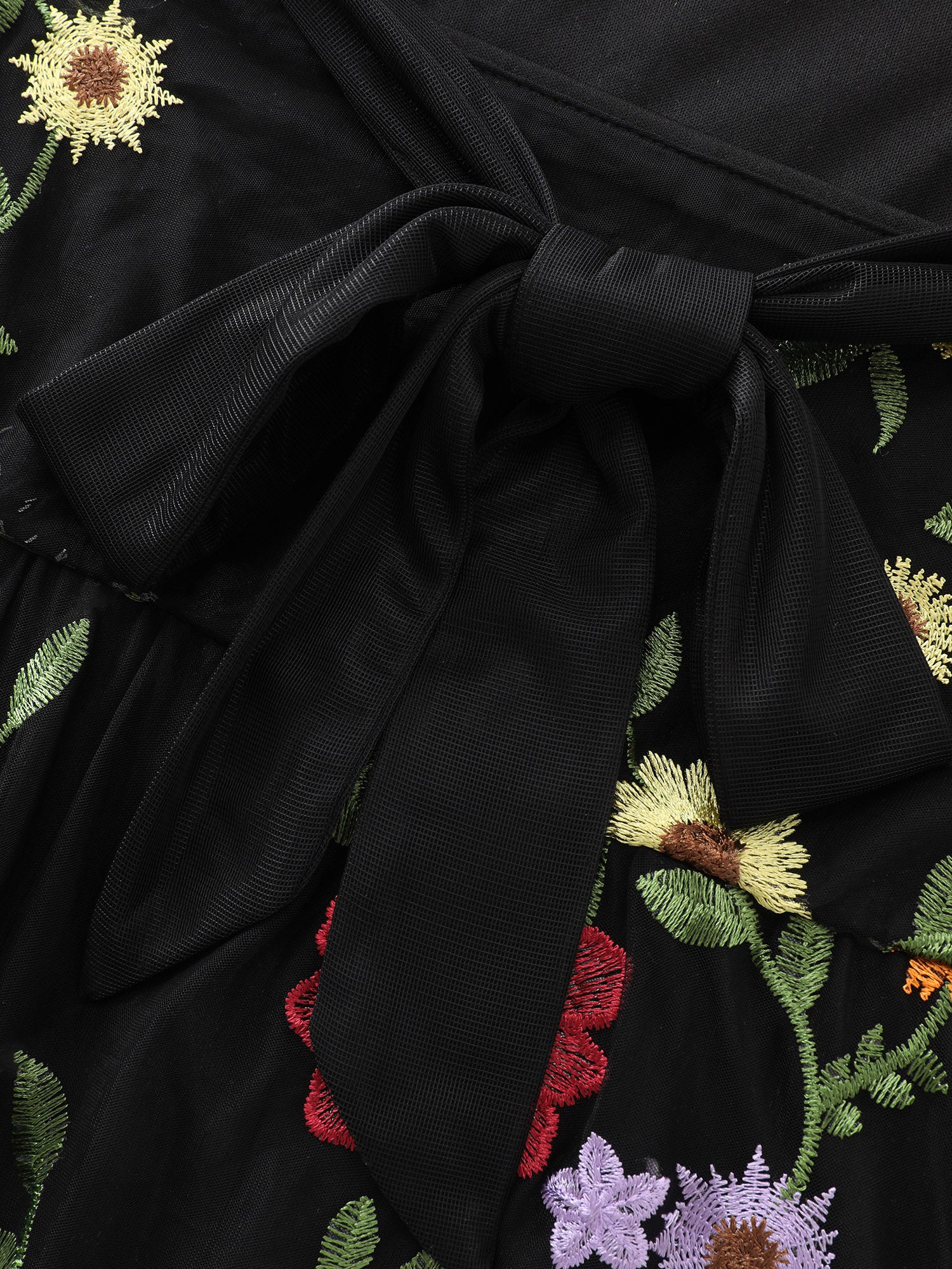 Pretty Florals Embroidered Mesh Maxi Dress