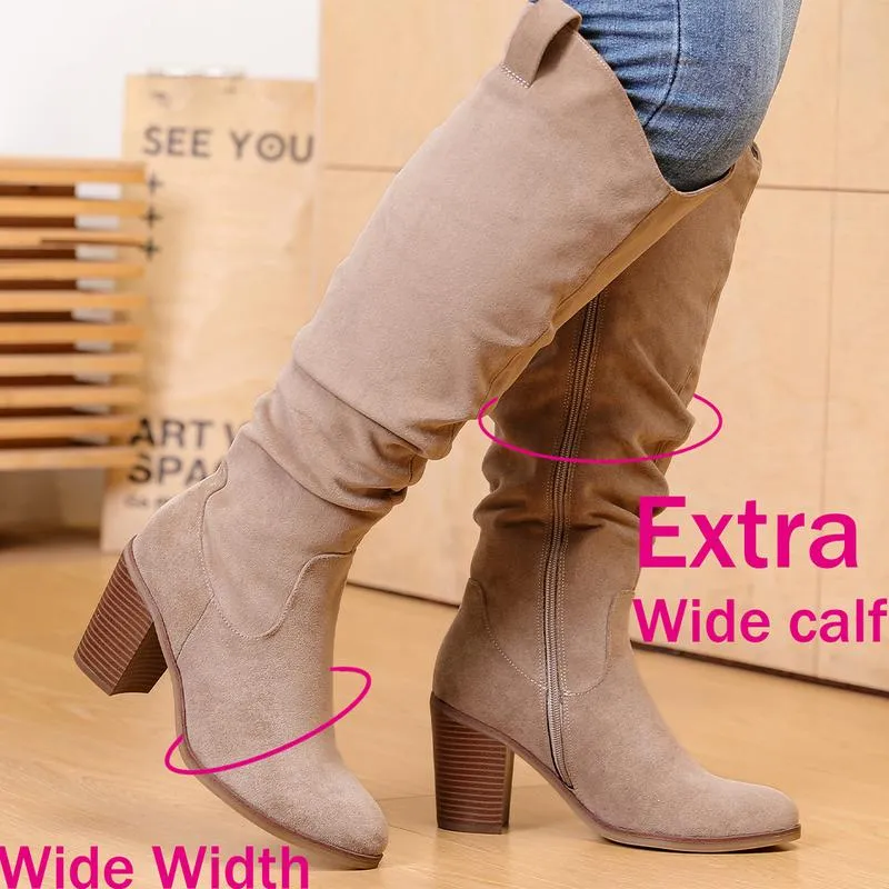 Luoika Women's Extra Wide Calf Knee High Boots