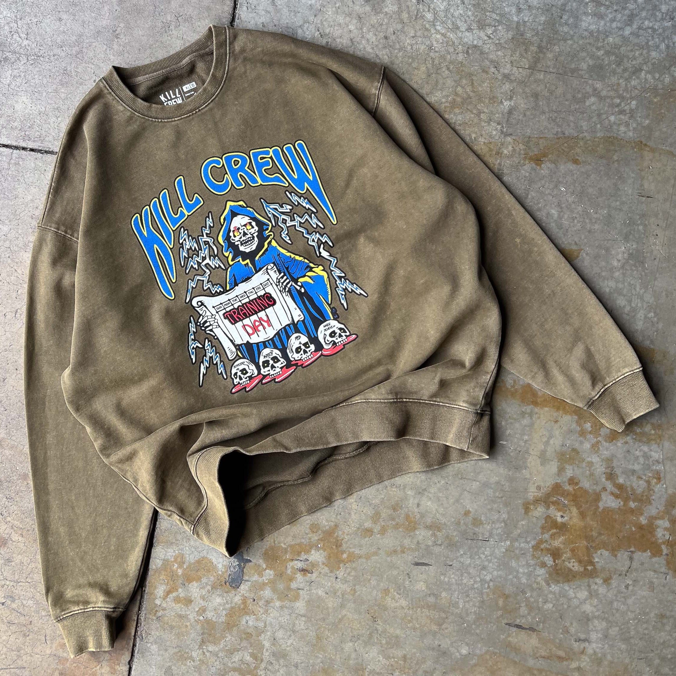 OVERSIZED HEAVYWEIGHT TRAINING DAY CREW NECK - OLIVE
