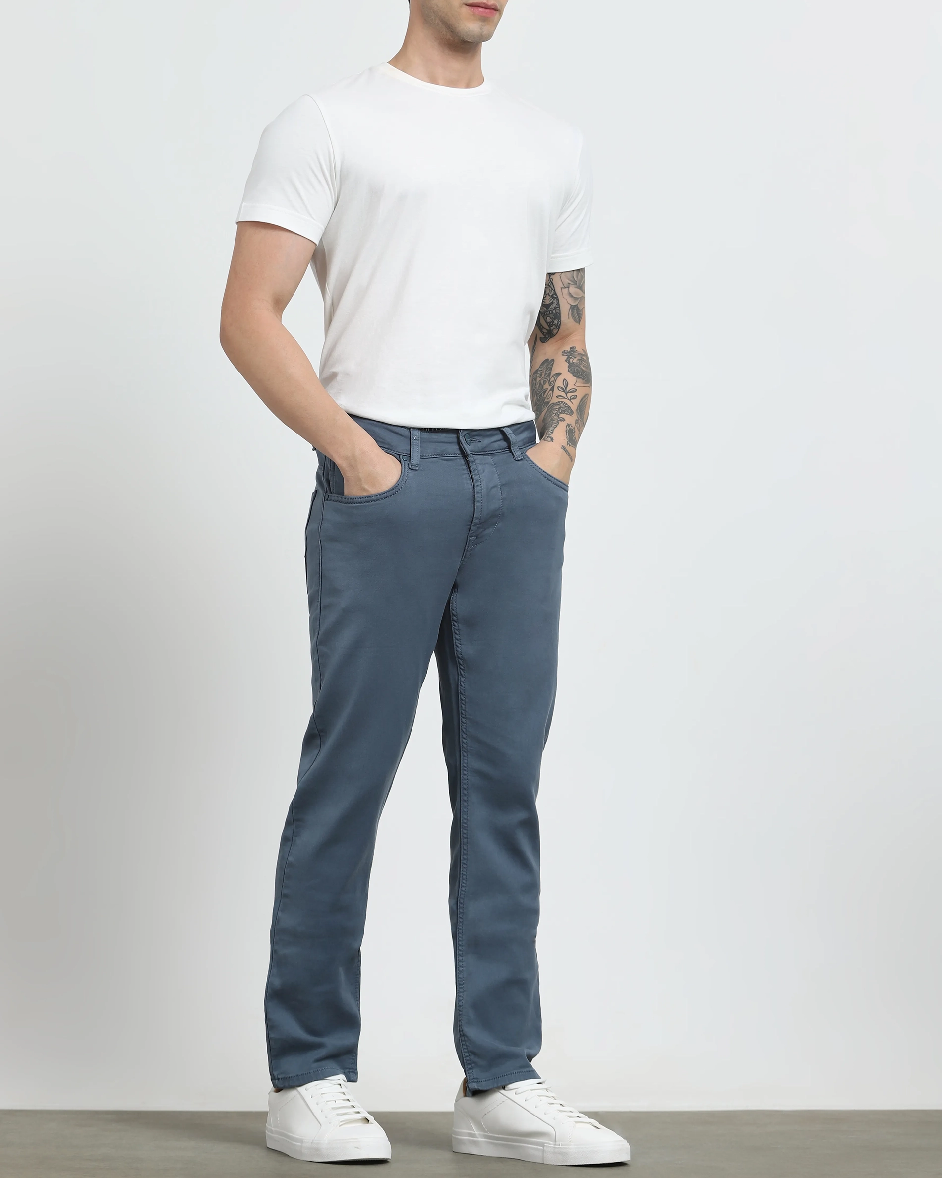 Classic Versatile And Comfortable Straight Blue Grey Jeans