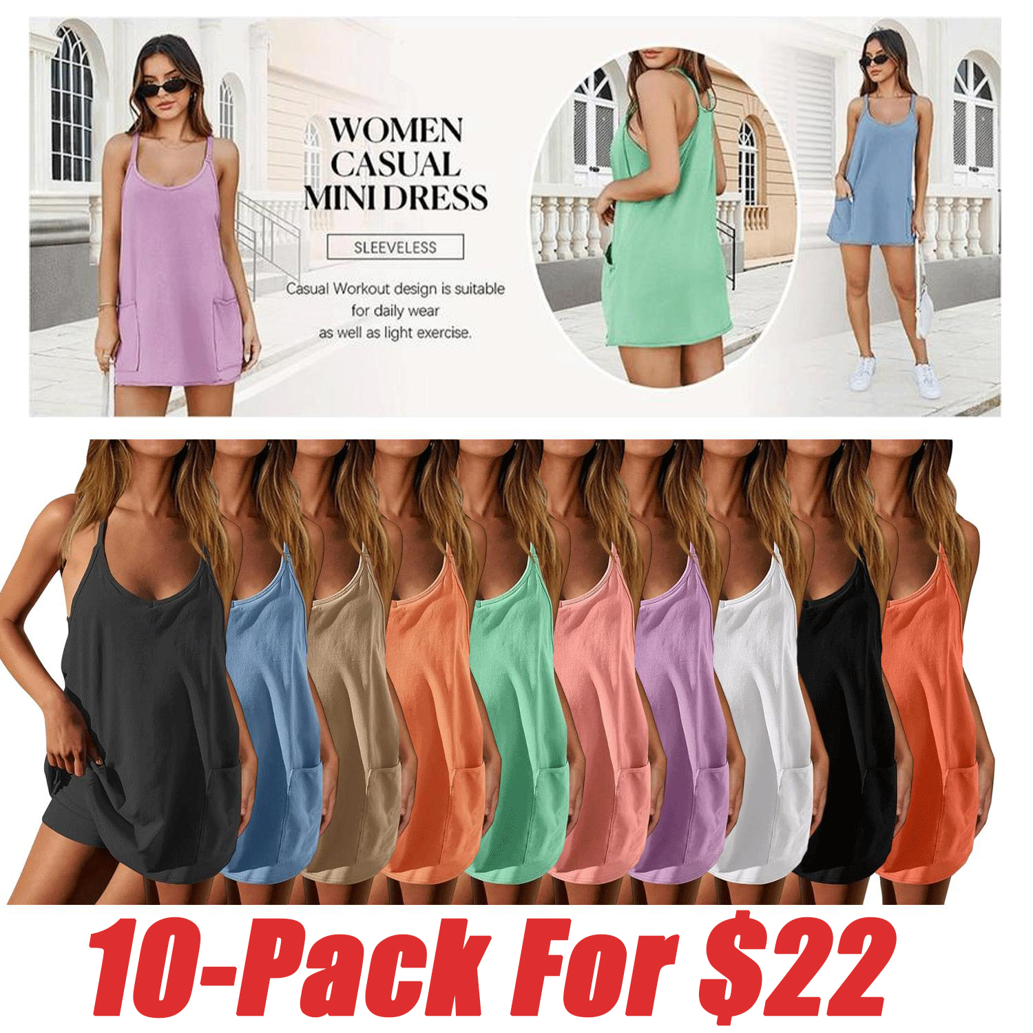 ✨Everyday Active Mini Tennis Dress with Built-In Shorts