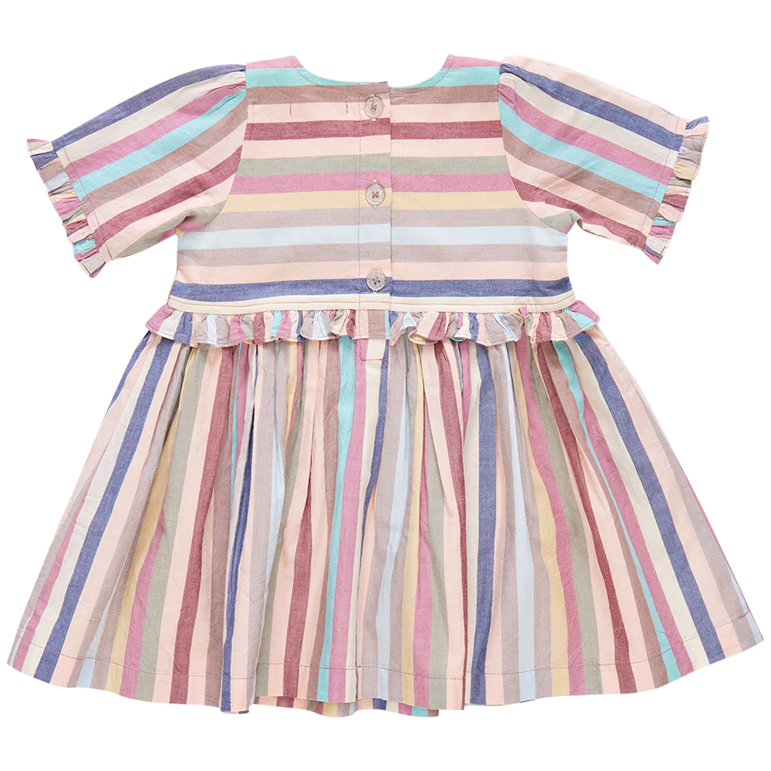 Girls Raquel Dress - Multi Vintage Stripe