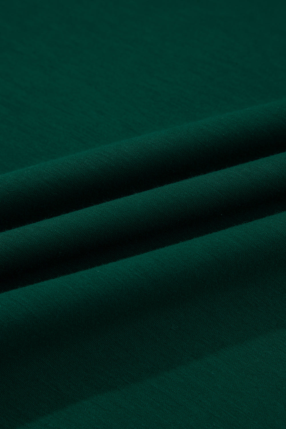 Blackish Green Solid Color Ruched Detail Long Sleeve Midi Dress