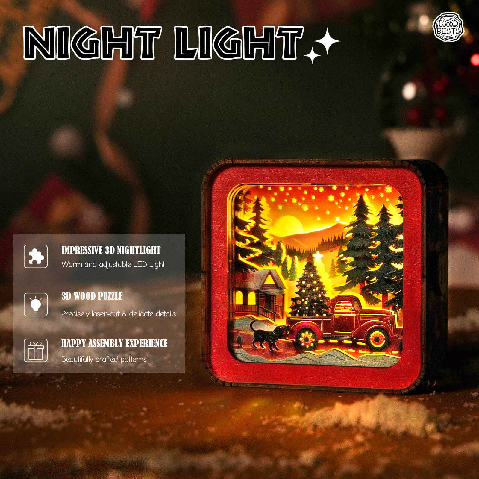 Christmas Truck Kit- 3D Wooden Puzzle Night Light