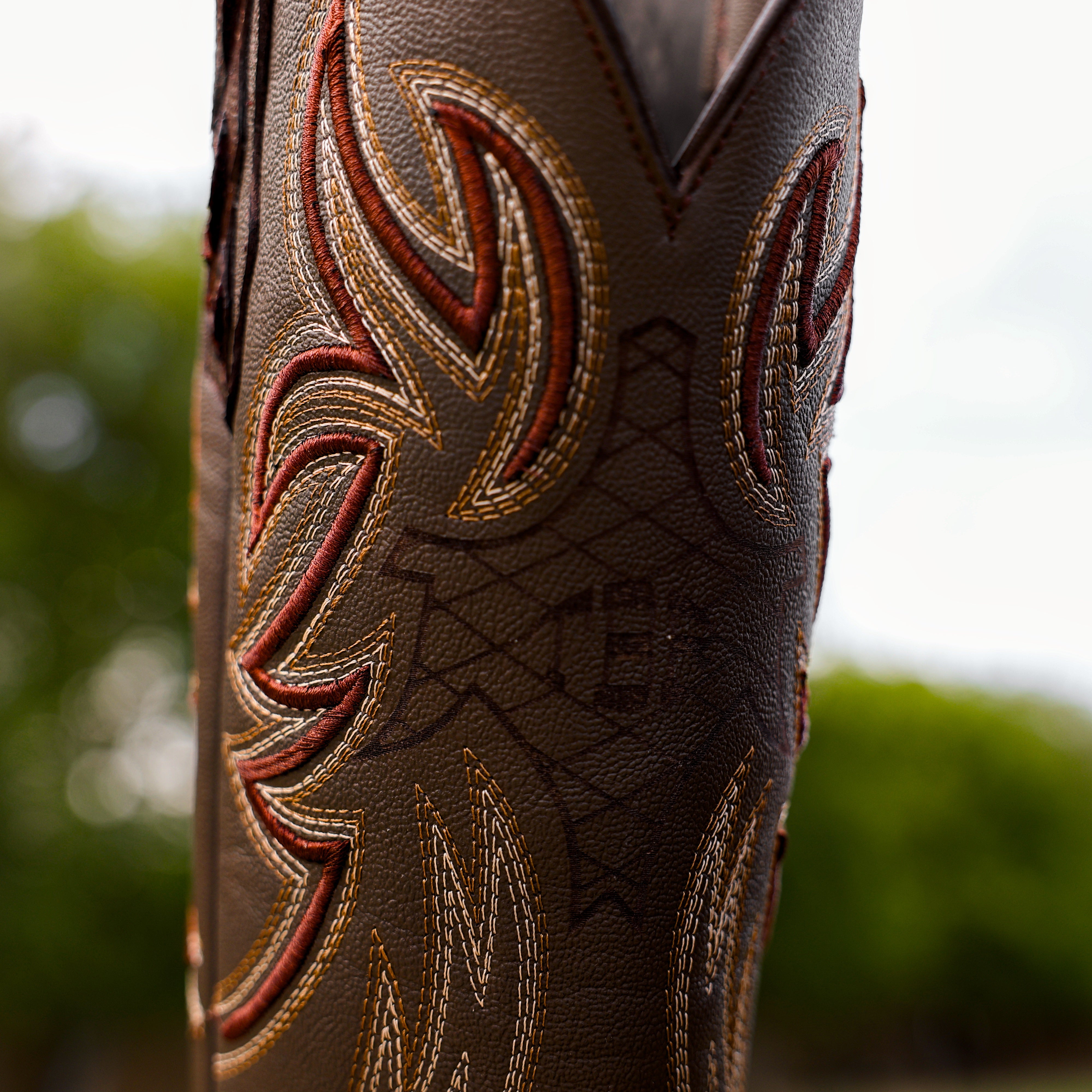 Chocolate Brown Python Leather Boots - Square Toe