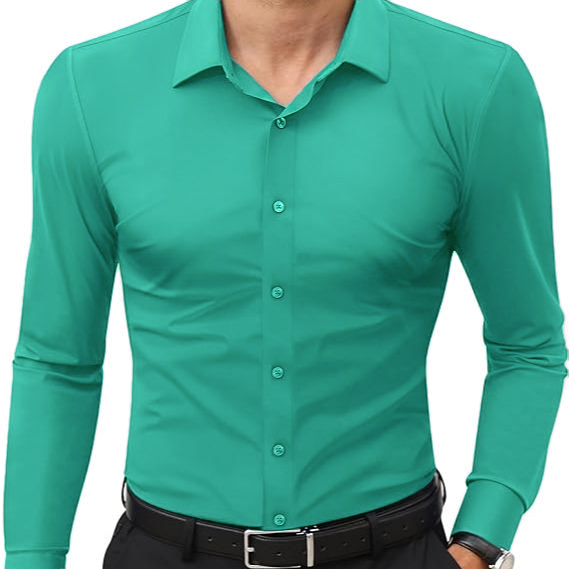Men’s Stretch Slim-Fit Long Sleeve Dress Shirt