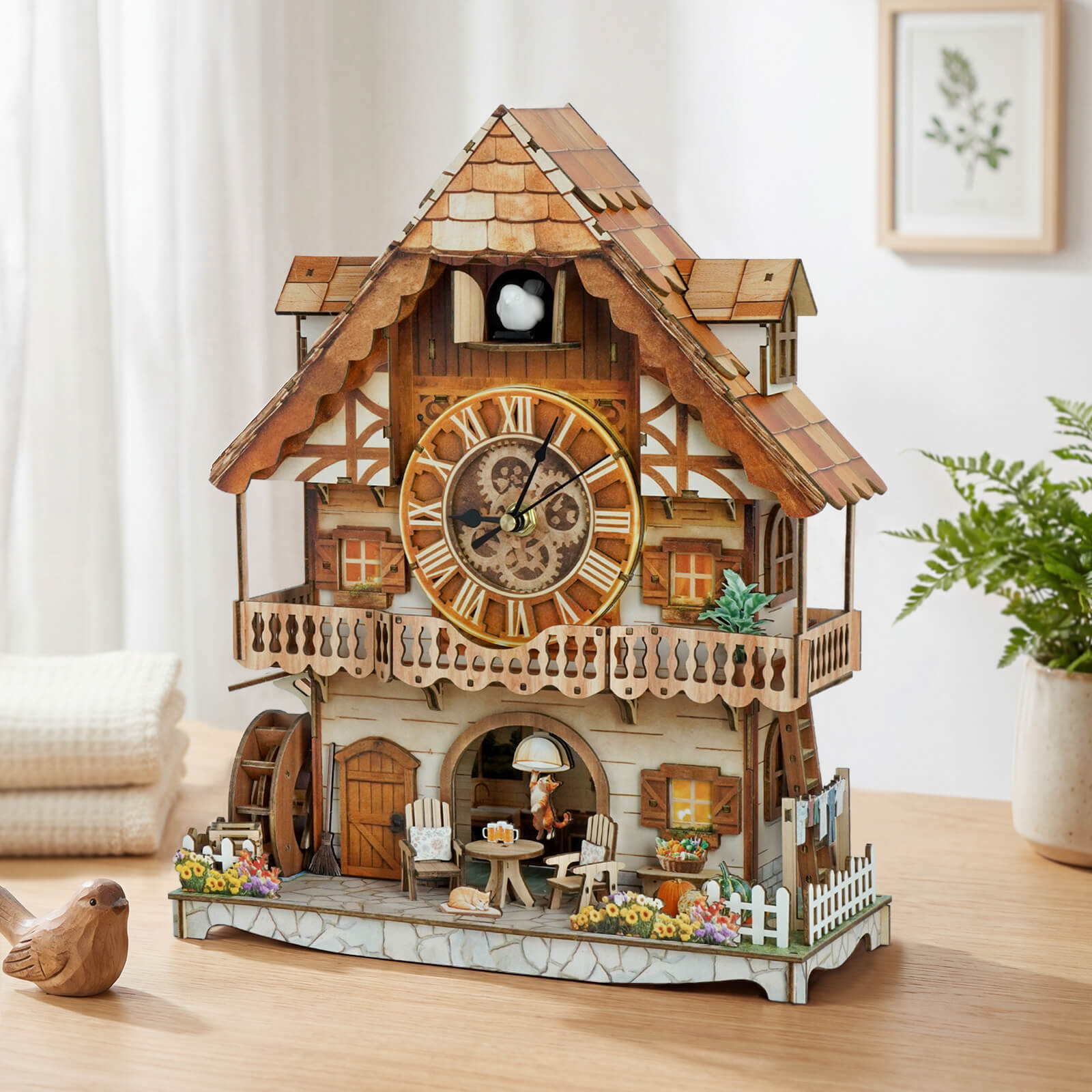 Cuckoo Calling German Cottage â€“ DIY Wood Clock, 3D Puzzle Kit