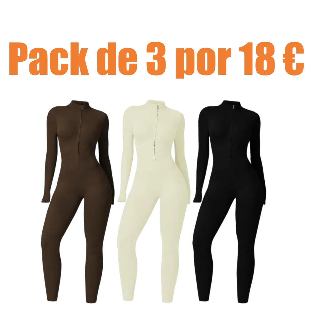 Sporty Women's Solid Color Half Zip Mock Neck Sports Jumpsuit