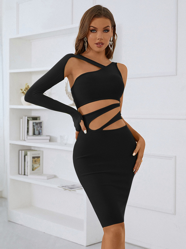 Casual Wrap Irregular Clipping Backless Solid Dress