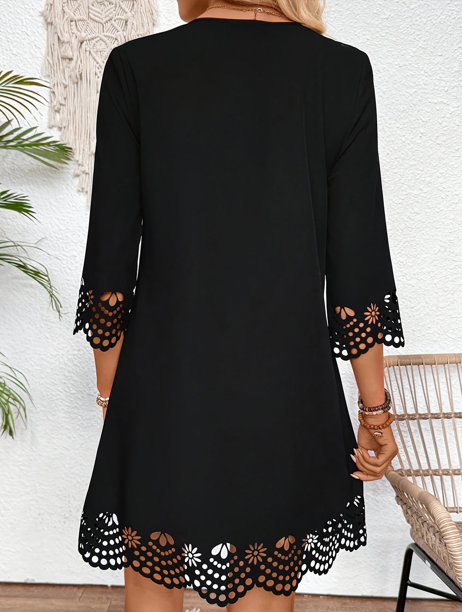 Ruffle Neck A Line Dress