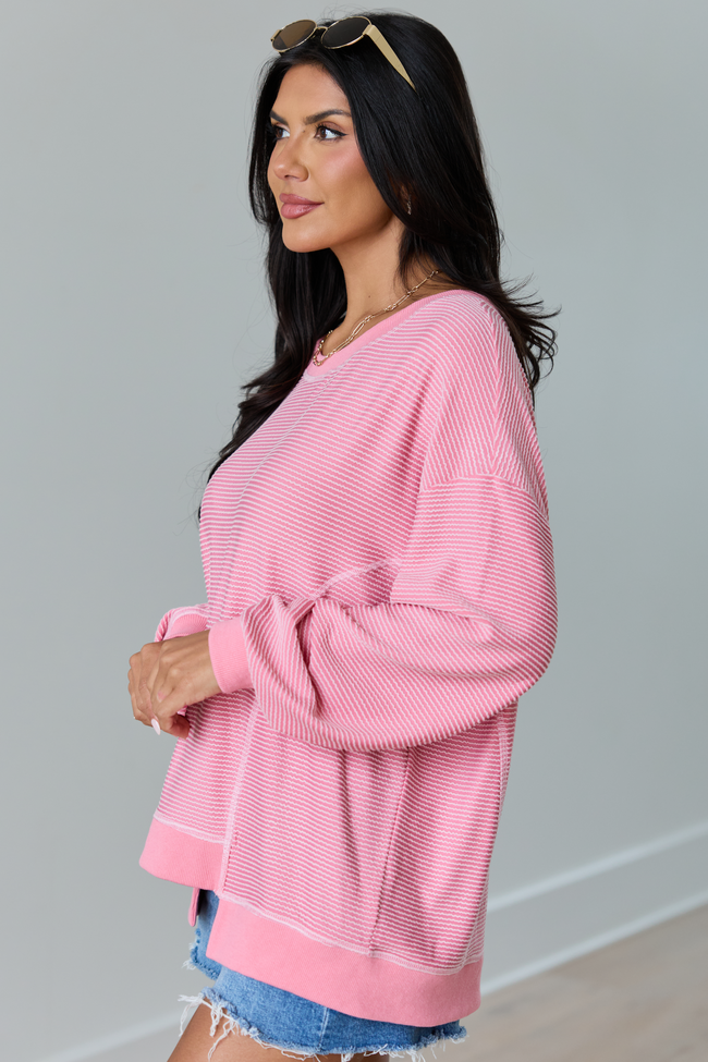 Melanie Pink Striped Pullover