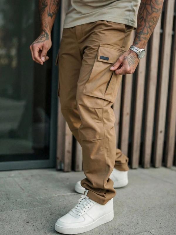 Men's Casual Cargo Pants with Pockets, Woven Fabric, Spring & Fall Wear, Comfortable Fit, Stylish Design for Daily Use
