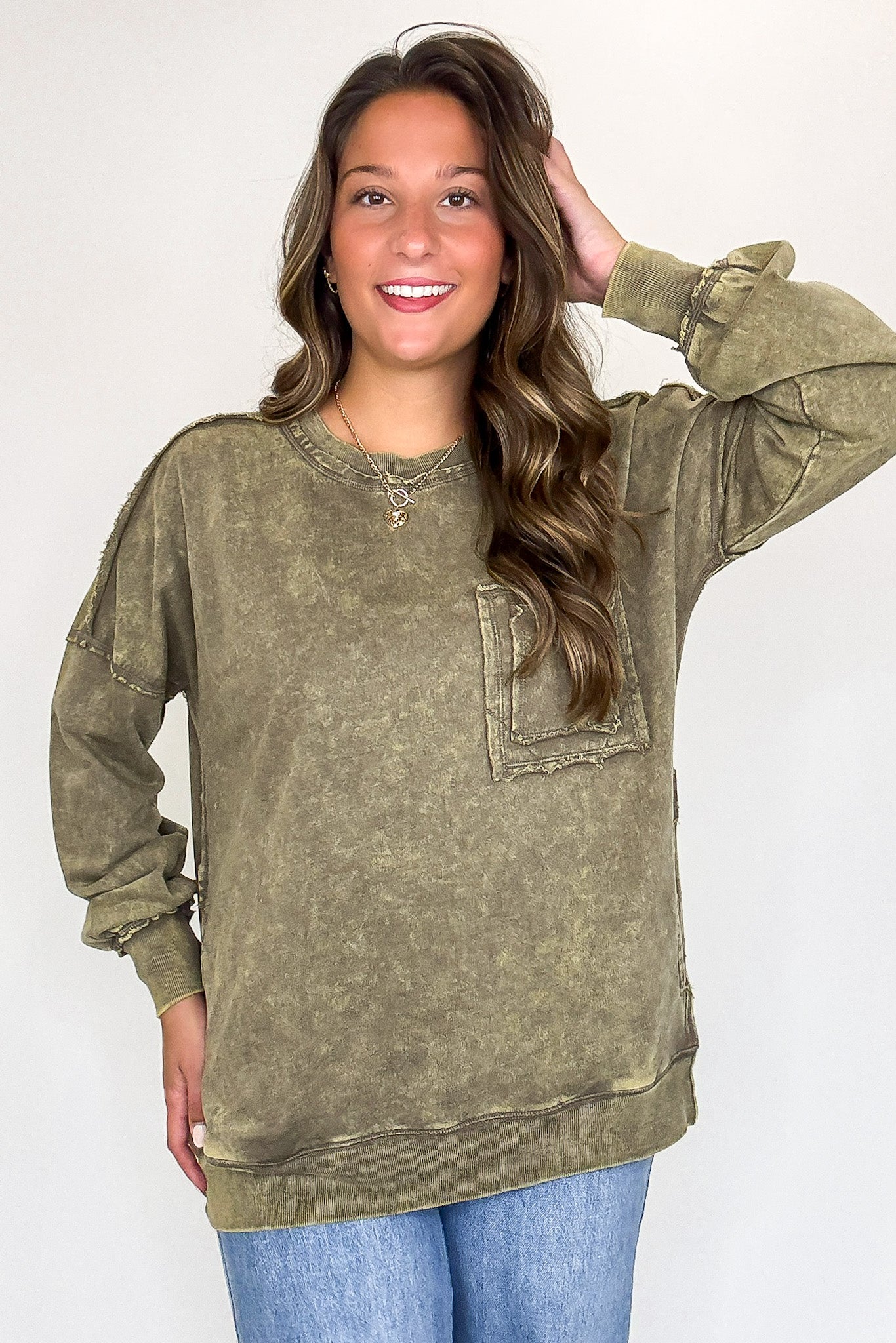 Vintage Acid Wash Raw Edge Pullover