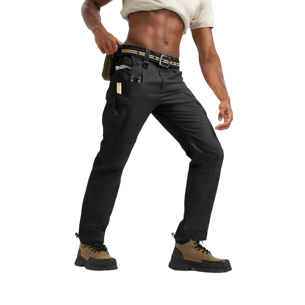 Men's Tactical Work Pants Multi-Pocket Water Resistant Cargo Pants Ripstop Hiking Military Construction Outdoor Pants 10 Pockets