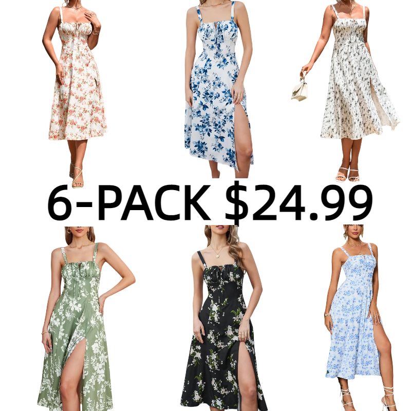 Women's Floral Print Lace Up Split Thigh Vintage Cami Dress, Boning Corset Milkmaid Dress, Boho Style Ruched Details Tie Front Sleeveless Midi Dresses Beach Holiday Vacation, Boho Sundresses, Bohemian Sleeveless