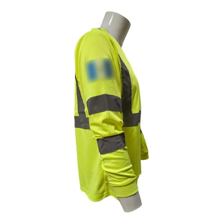 Hi-Vis Long Sleeve Safety Shirt with Reflective Tape (Breathable Mesh, Class 3 Style)