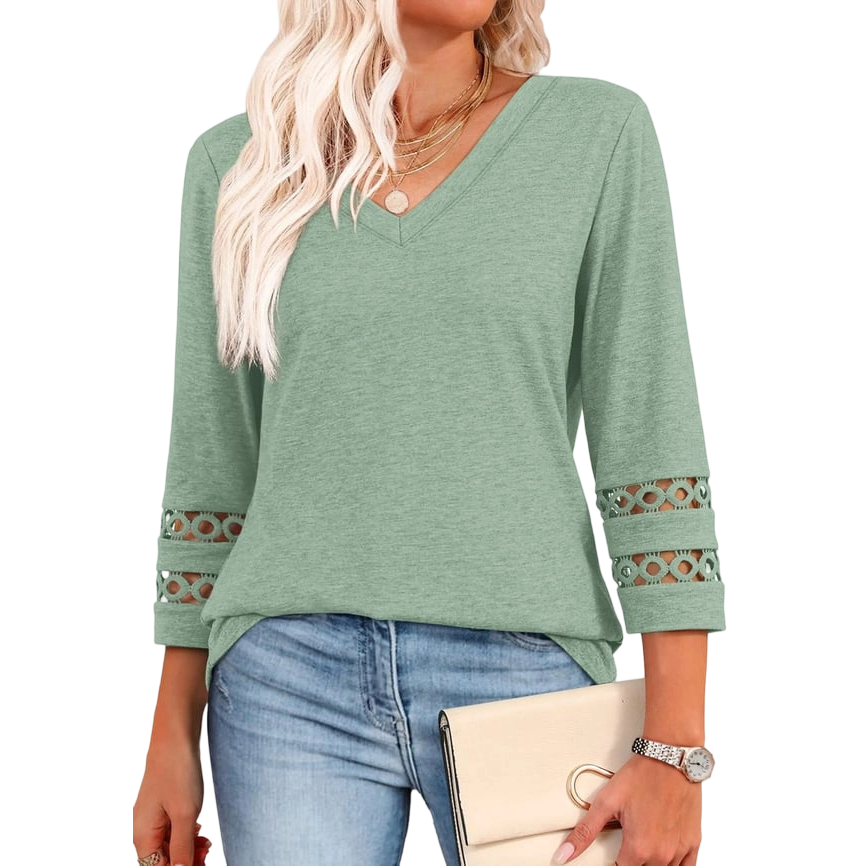 Women’s 3/4 Sleeve V-Neck Essential Tee