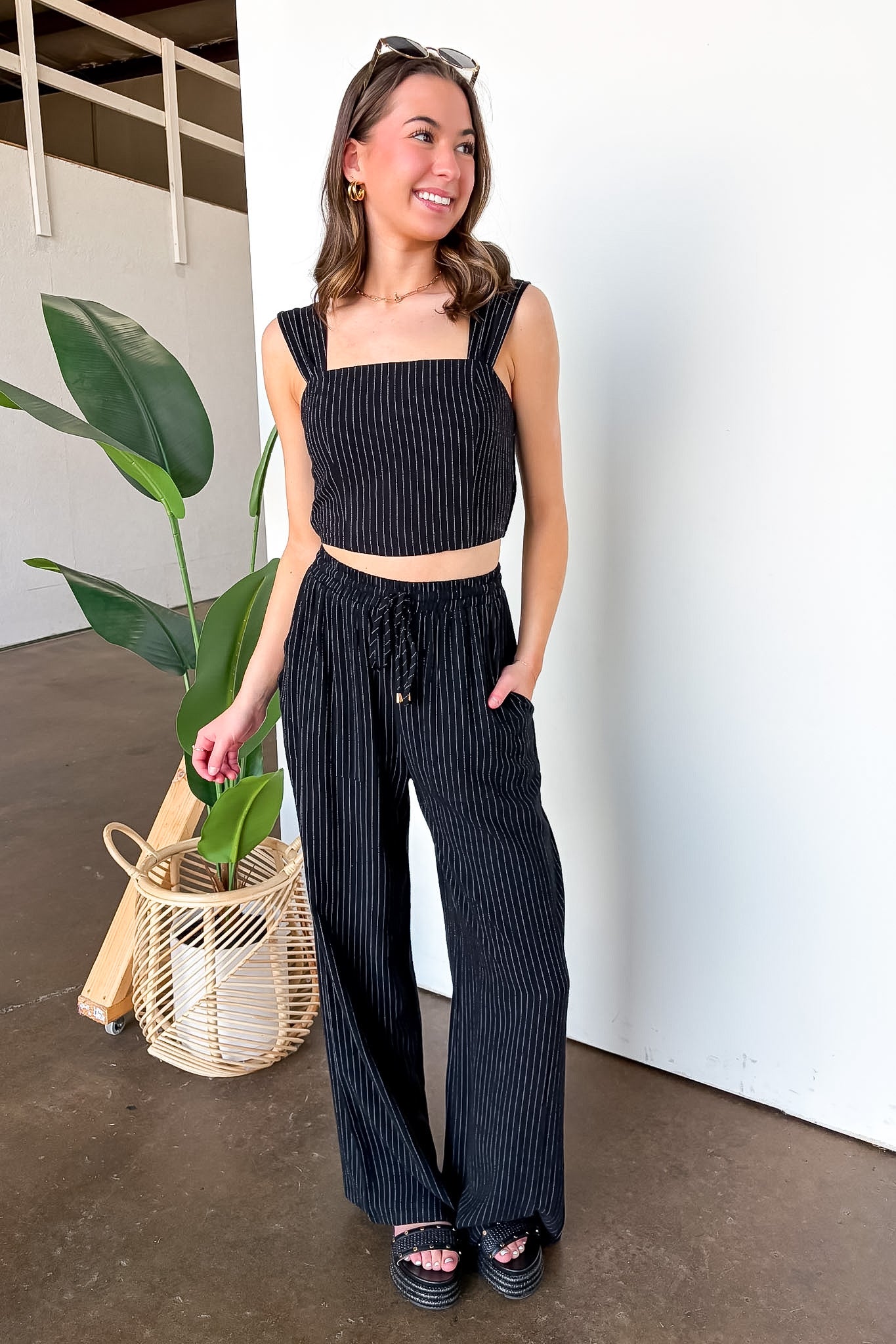 Striped Linen Blend Tank Top