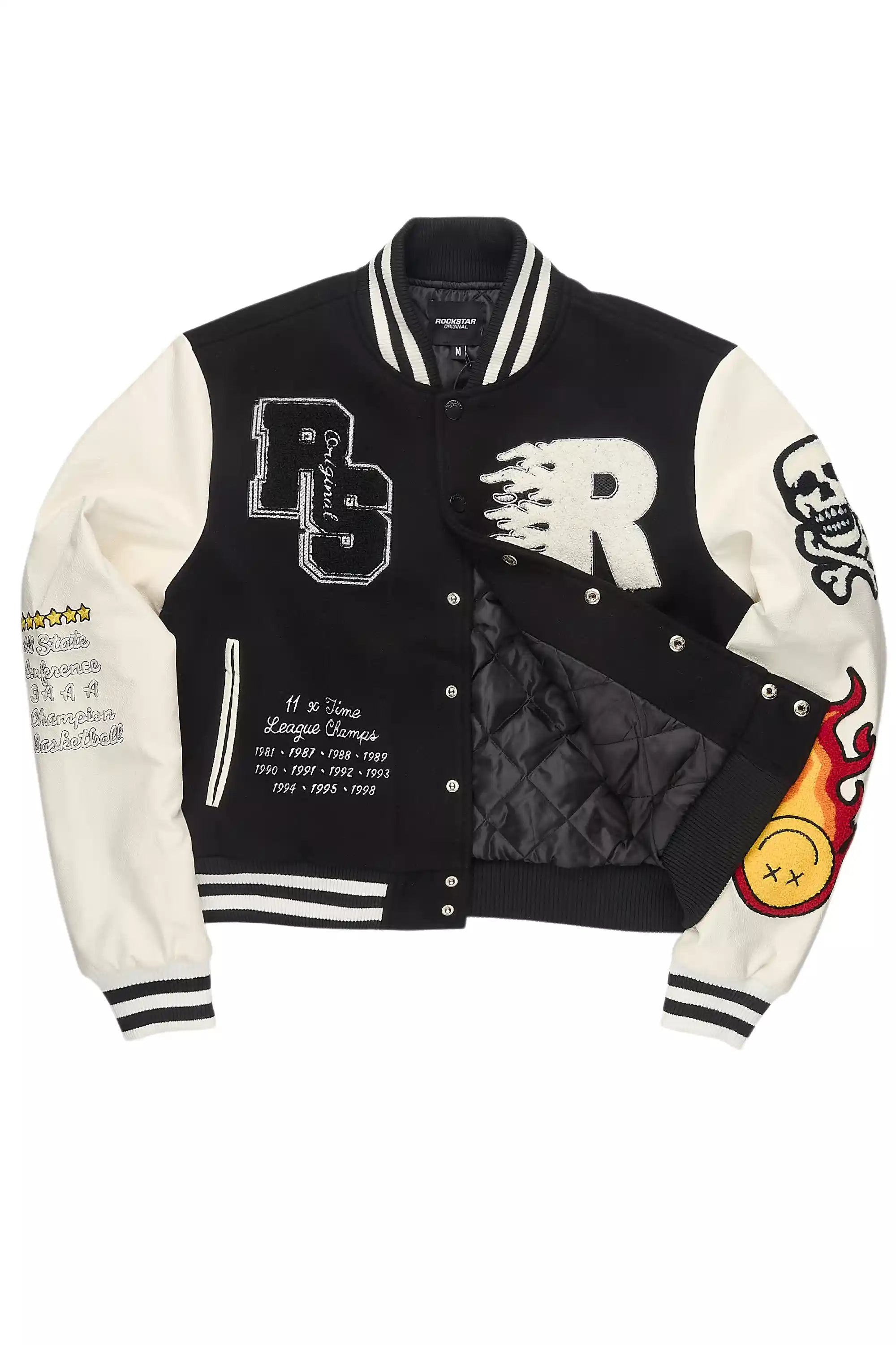 Aniya Black Oversized Varsity Jacket