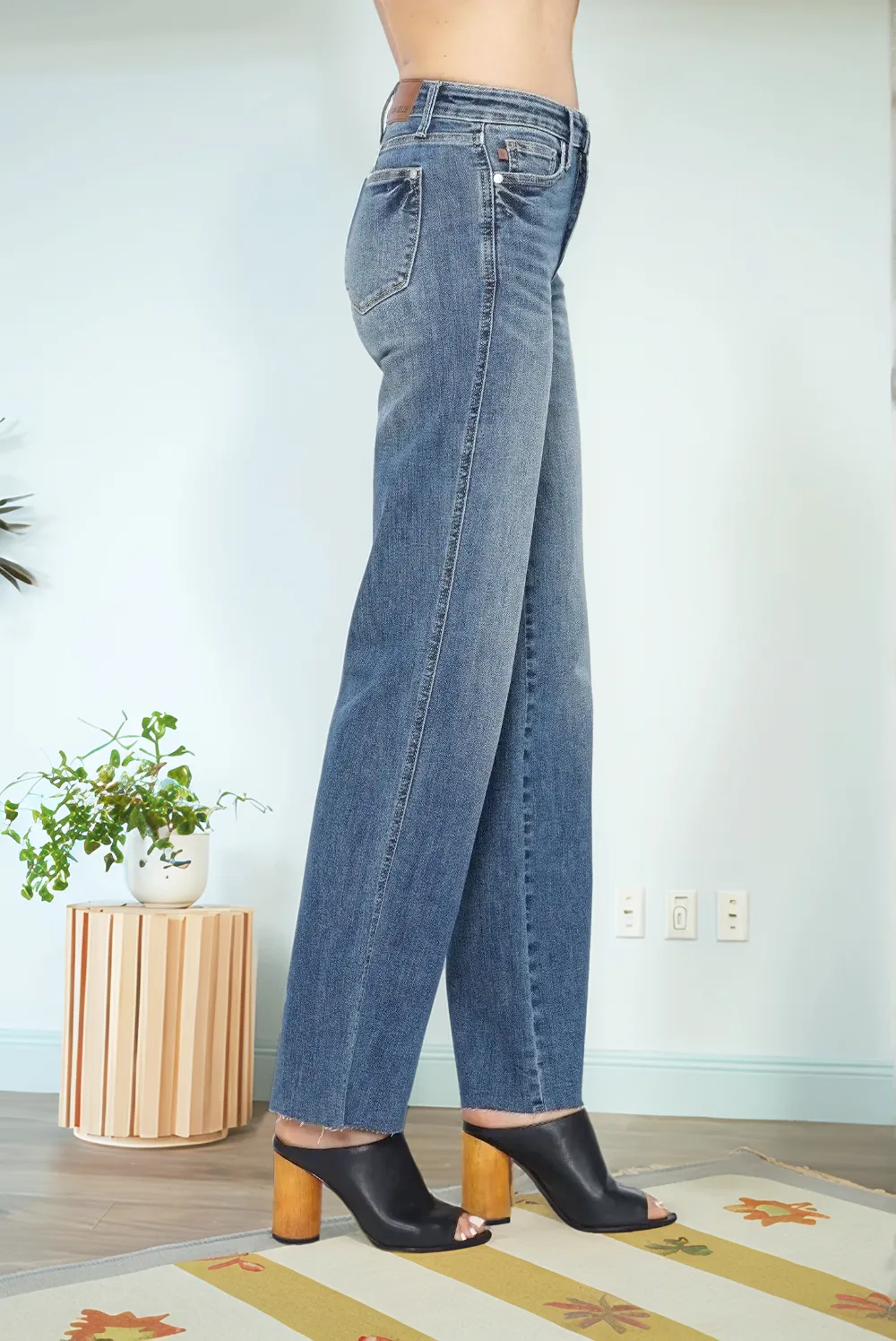 Blue Full Size Tummy Control Straight Jeans