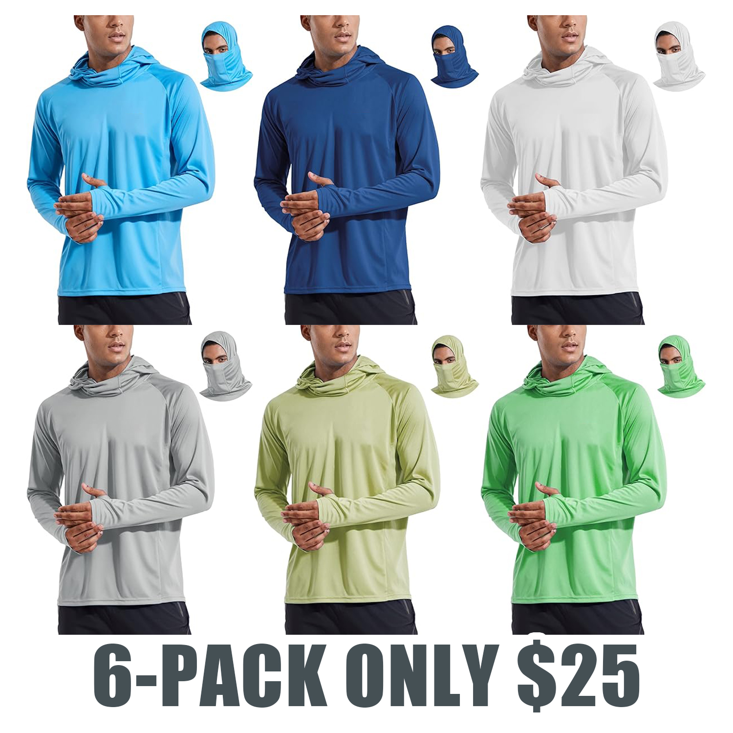 Men's UPF 50+ Sun Hoodie with Face Mask & Neck Gaiter