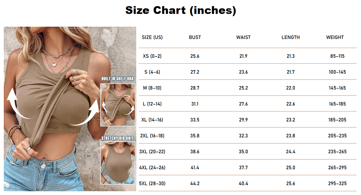 Women Everyday Basic Ribbed Built-in Bra Tank