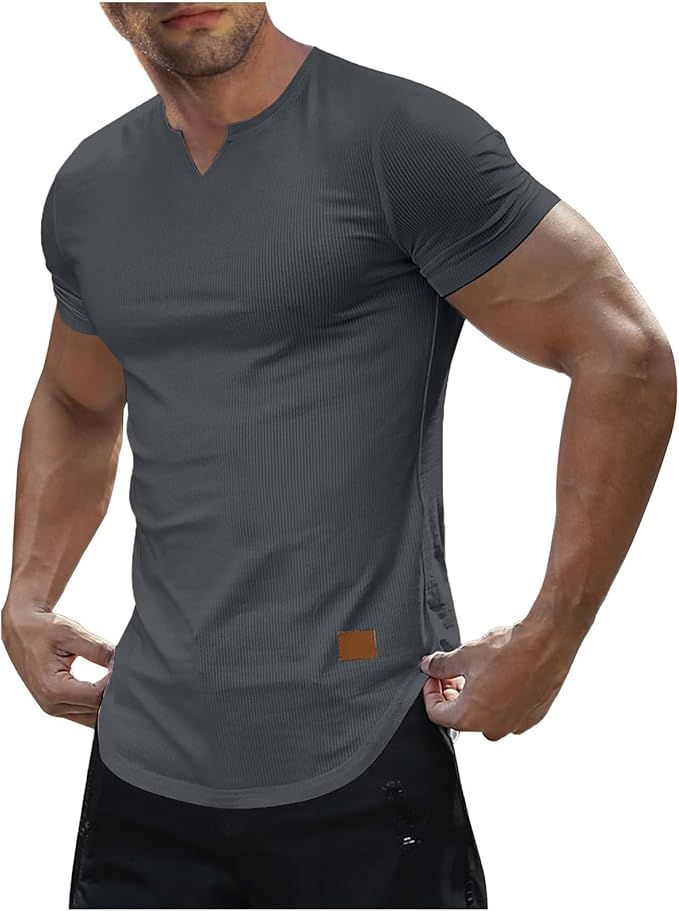 🔥Men’s Slim Fit V-Neck Muscle T-Shirts
