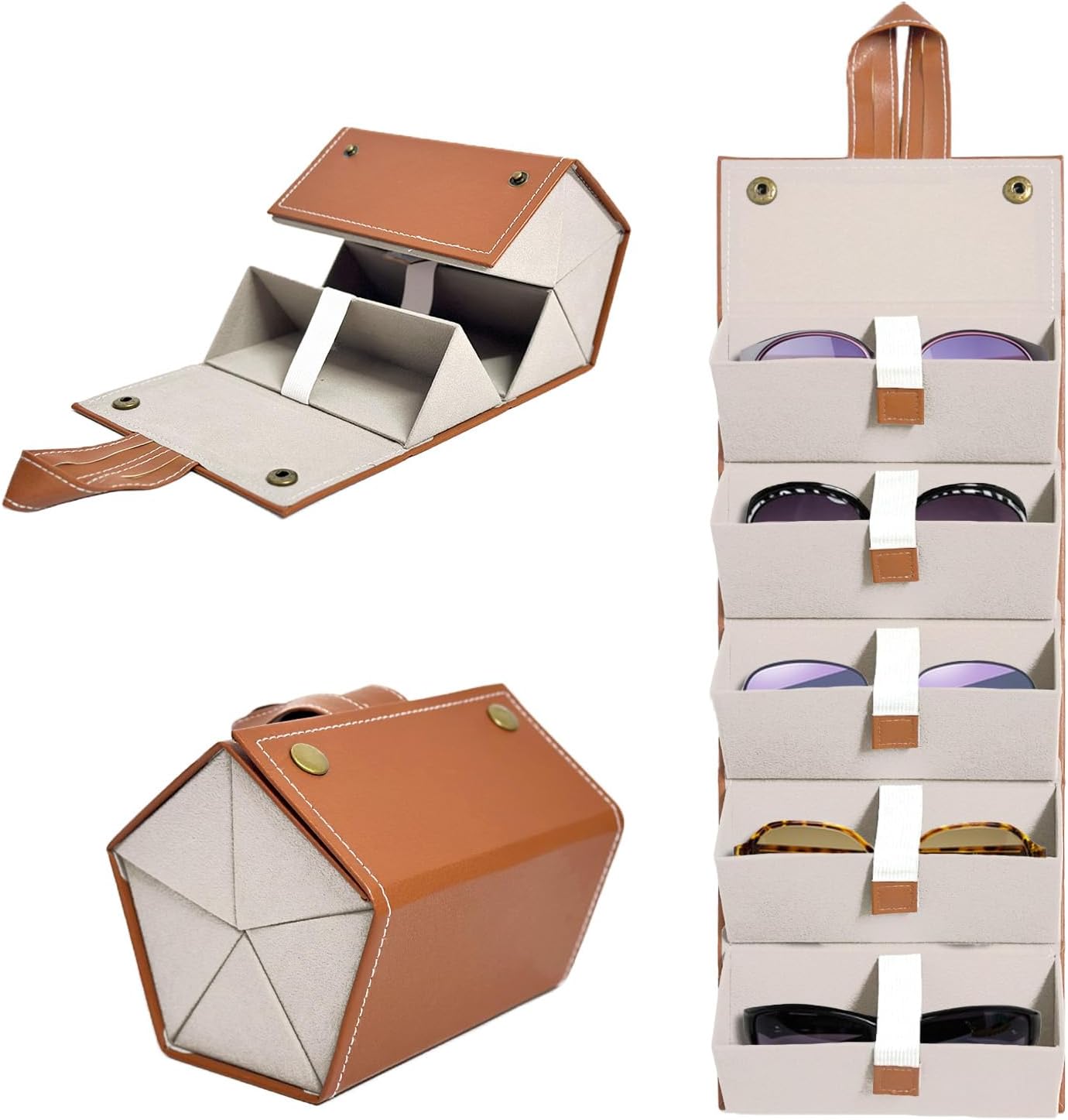 Multiple Glasses Leather Storage Case