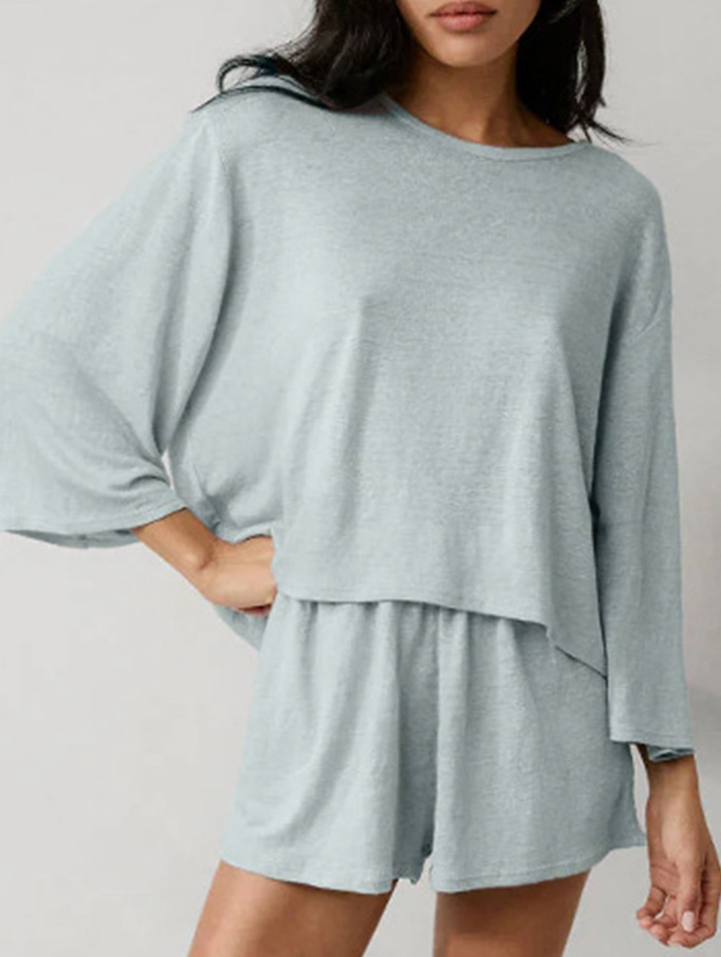 Tencel Linen Lounge Tee Shorts Set_CWSTB01060