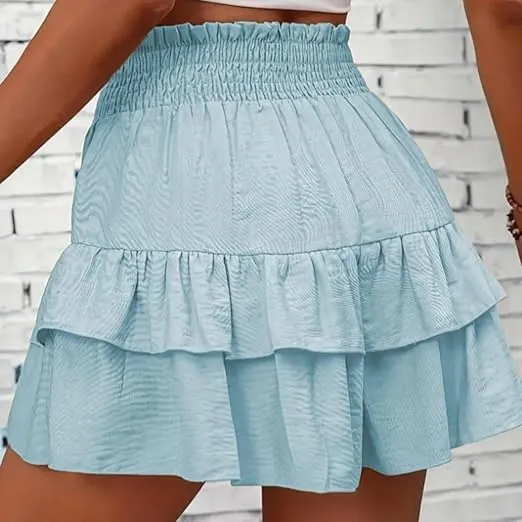 Women's Fabric Frill Trim Ruffle Hem Shirred High (Less than $3 each!)