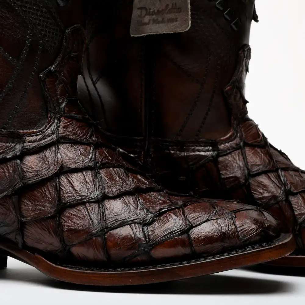 AUTHENTIC Brown Pirarucu Boots - Square Toe