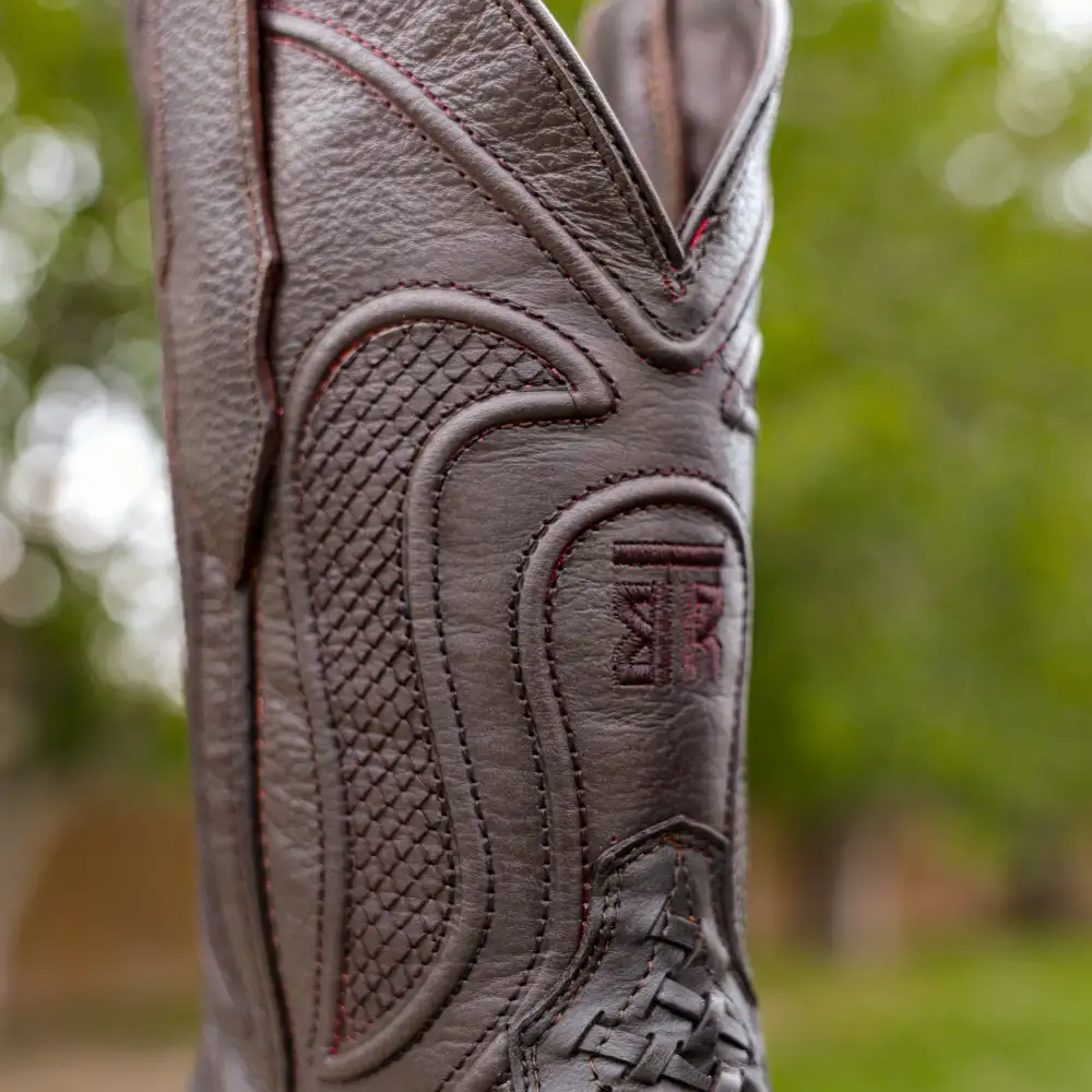 Brown Basketweave Boots - Square Toe