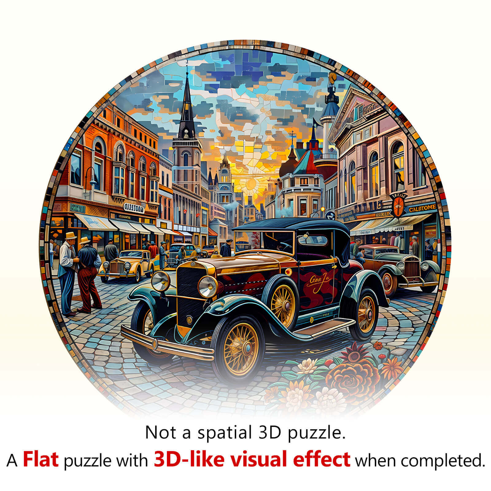 Retro Street Wooden Jigsaw Puzzle