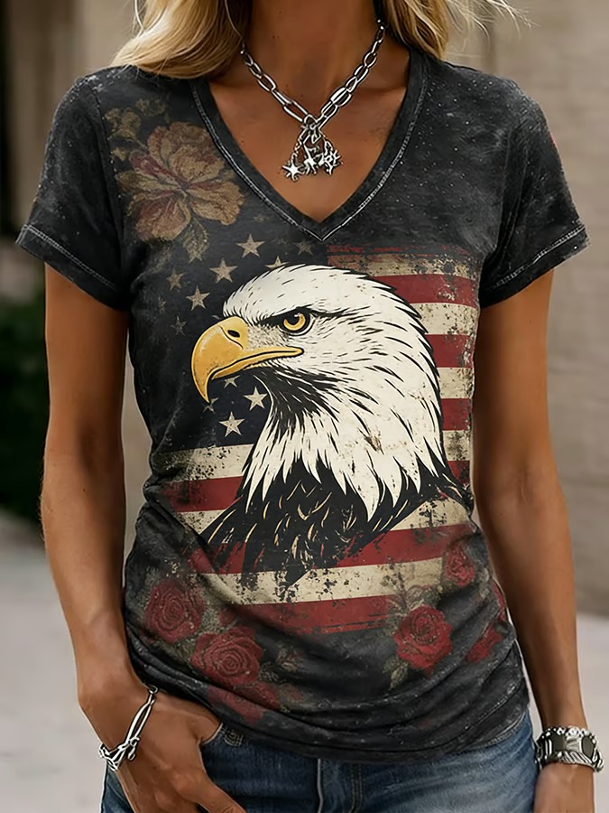 Women's Casual American 250th Anniversary Printed T-shirt